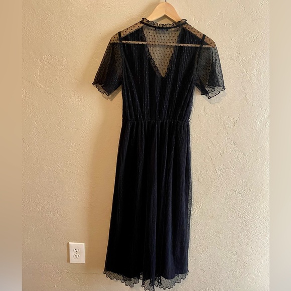 Zara Women’s Black Polka Dot Lace Sheer Dress Size XS - Picture 2 of 9